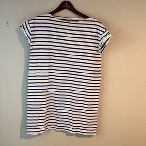 Orcival Striped Short Sleeve Boatneck Tunic - White & Blue.